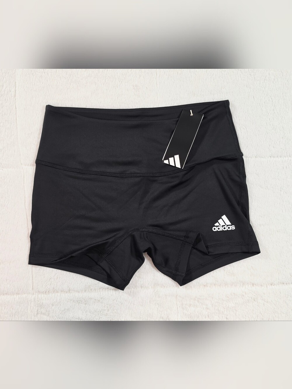 adidas Black High-Waist Training Bike Shorts with White Logo(AD1-23,24)